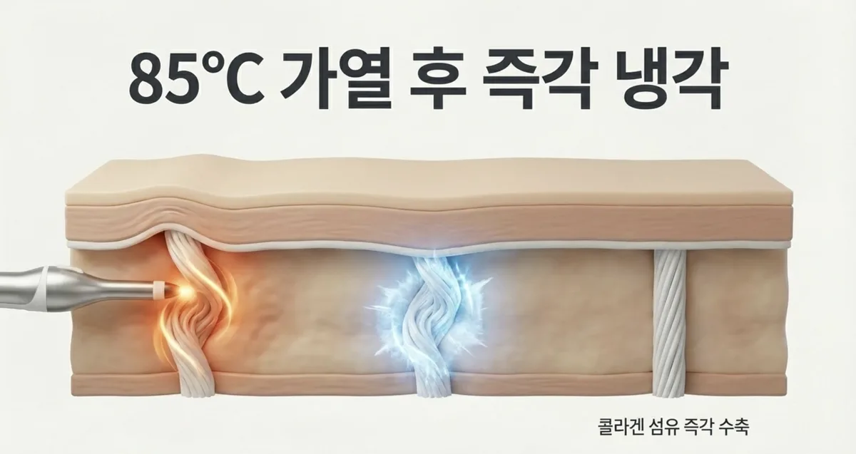 85°C 가열 후 즉각 냉각 - 콜라겐 섬유 즉각 수축