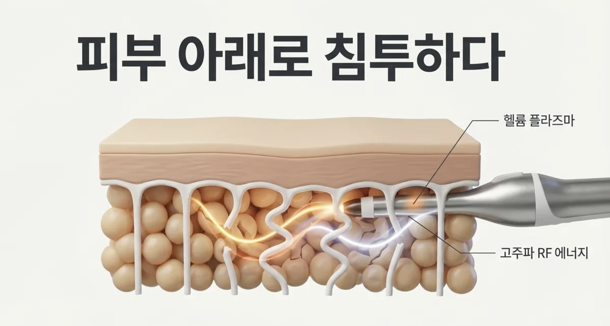 리뉴비온 - 헬륨 플라즈마와 RF 에너지가 피부 아래 조직에 직접 침투하는 원리